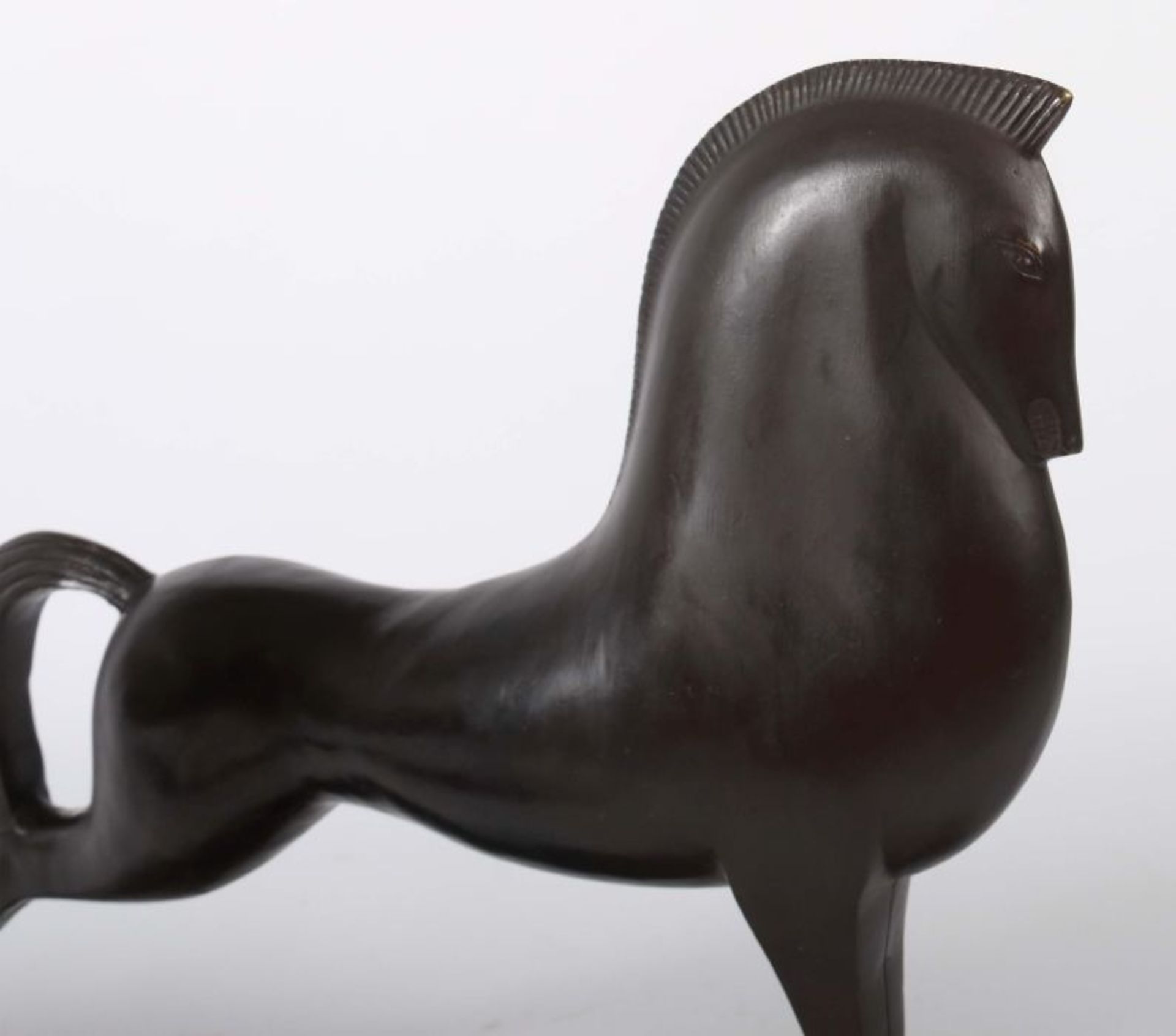 Capon Bildhauer des 20. Jh.. 2x "Pferd", Metallguss, bronziert, vollplastische, stilisierte - Bild 3 aus 4