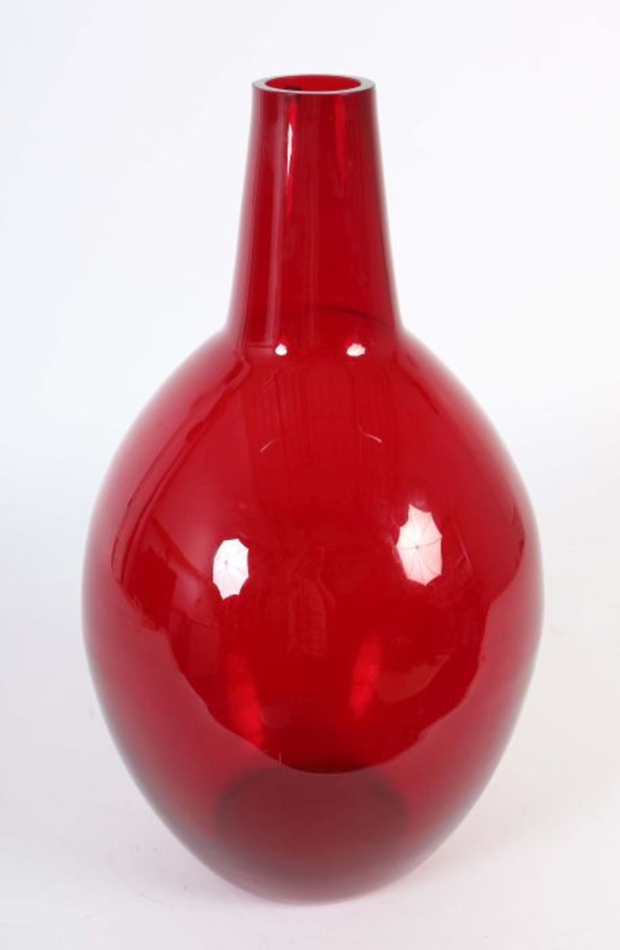 Bodenvase Wohl Deutschland, Schwäbisch Gmünd, Wiesenthalhütte, 1957-82, rotes Glas mit - Bild 2 aus 2