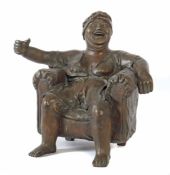 Nico Bildhauer des 20. Jh. "Frau im Sessel", Bronze patiniert, vollplastische Ausführung einer