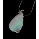 ''AN OPAL PENDANT A precious opal of exceptional size, approximately 40ct, approx. 34 x 20