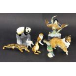 ''A LOT OF 8 ANIMAL FIGURES Lorenz Hutschenreuther, Selb Naturalistically decorated