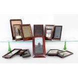 ''A LOT OF 15 PHOTOGRAPH FRAMES circa 1900 Wooden frame, mahogany.Keywords: decorative