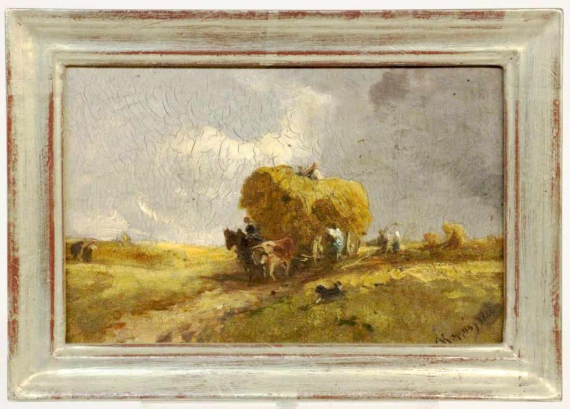 KAPPIS, ALBERT Wildberg 1836 - 1914 Stuttgart Farmers at Hay Making. Oil on panel, signed.