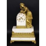 AN EMPIRE PENDULUM CLOCK Paris circa 1827 White marble case with fully sculptural Oriental