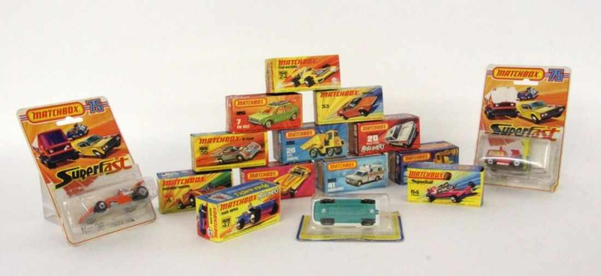 ''A LOT OF 15 MATCHBOX MODEL CARS 1960s/1970s In the original packaging. Condition: largely