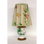 A TABLE LAMP Meissen, 20th century Baluster-shaped, painted with green dragon. With fabric