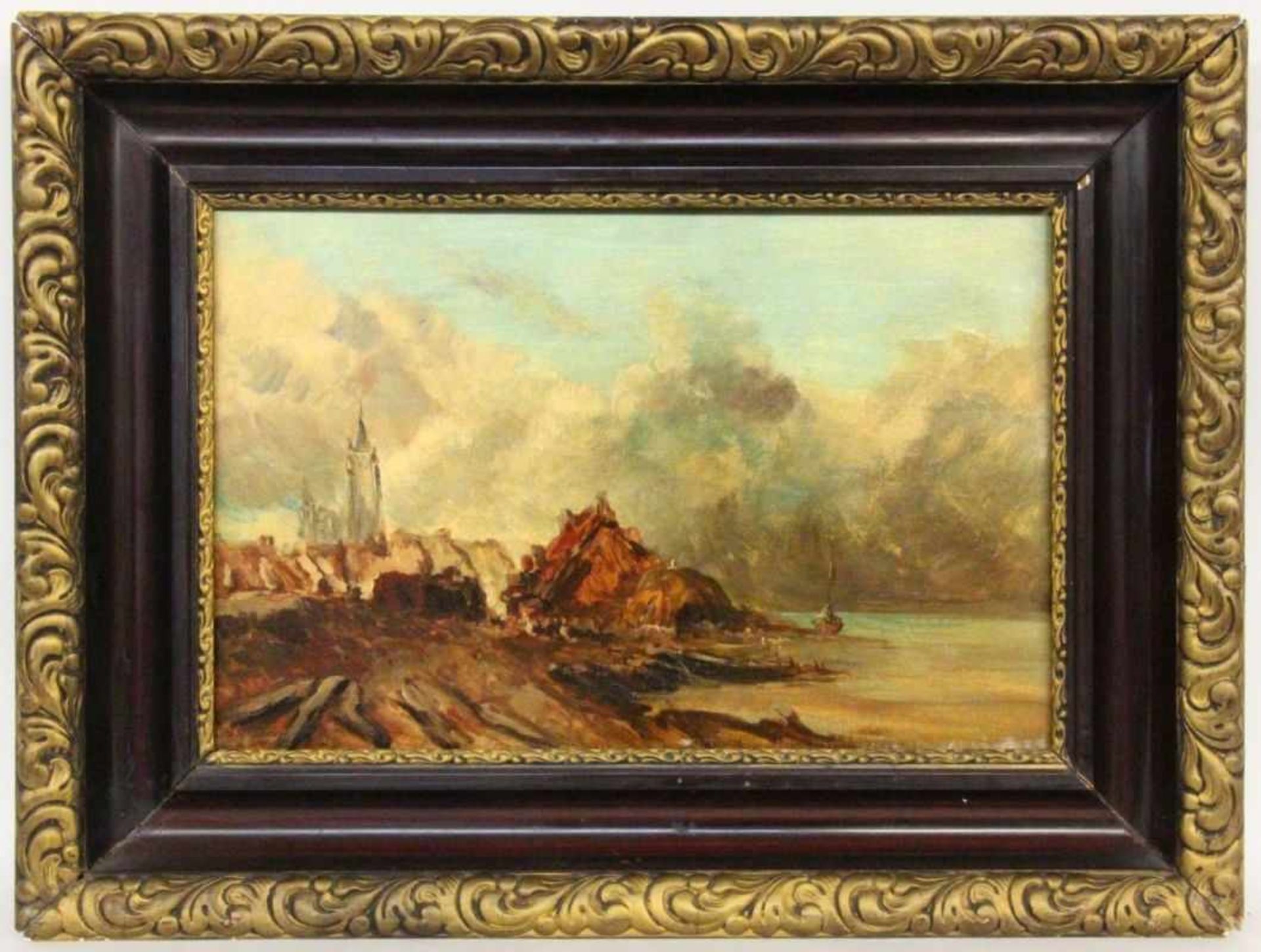 ''ISABEY, LOUIS GABRIEL EUGENE Paris 1803 - 1886 Lagny Norman coastal landscape with church