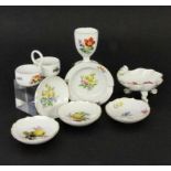 ''A LOT OF 8 MEISSEN PORCELAIN ITEMS 20th century Spice bowl, egg cup, nautilus shell,