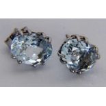 ''A PAIR OF STUD EARRINGS 585/000 white gold with aquamarines, approx. 8 x 6 mm. Gross