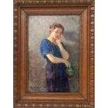 DEBAENE, ALPHONDE JULES Dunkerque 1854 - 1928 Paris Thinking Woman with Jug Oil on