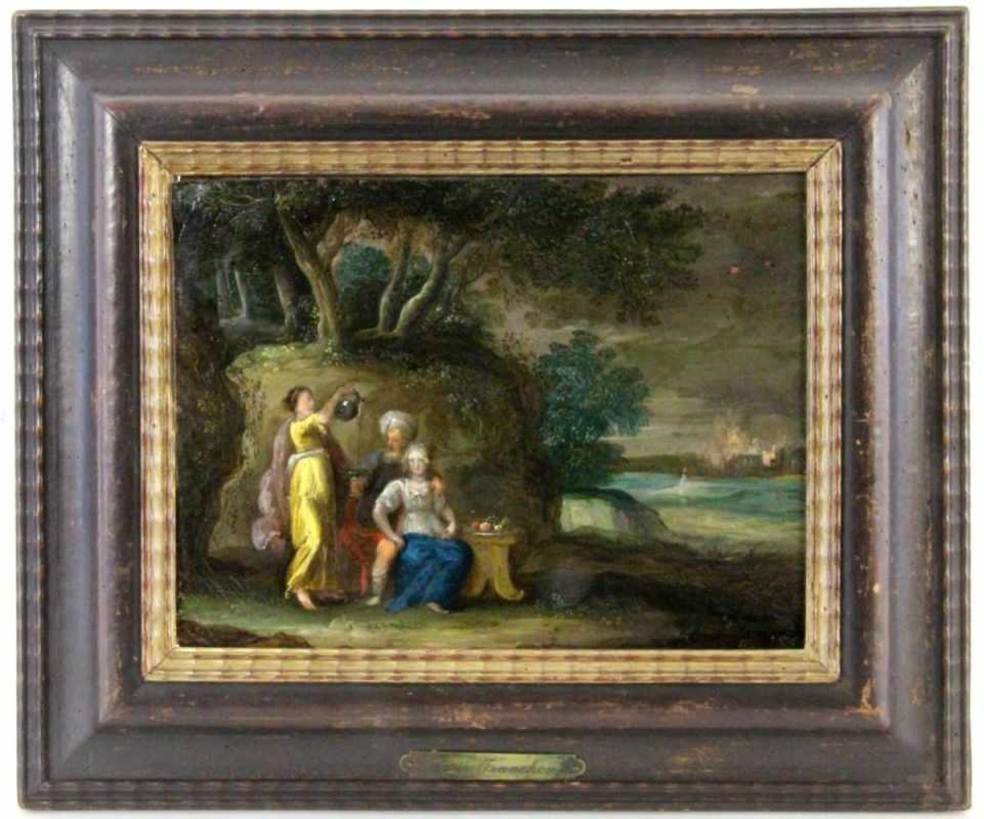 ''(Attributed to) FRANCKEN, FRANS II Antwerpen 1581 - 1642 Biblical scene. Oil on copper,