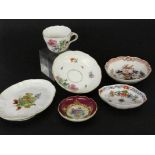 ''A LOT OF 6 MEISSEN PORCELAIN ITEMS 20th century Various decorations painted in colour.