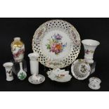 ''A LOT OF 11 PORCELAIN ITEMS Painted. Nymphenburg, Hochst, Herend, etc. Maximum height 12
