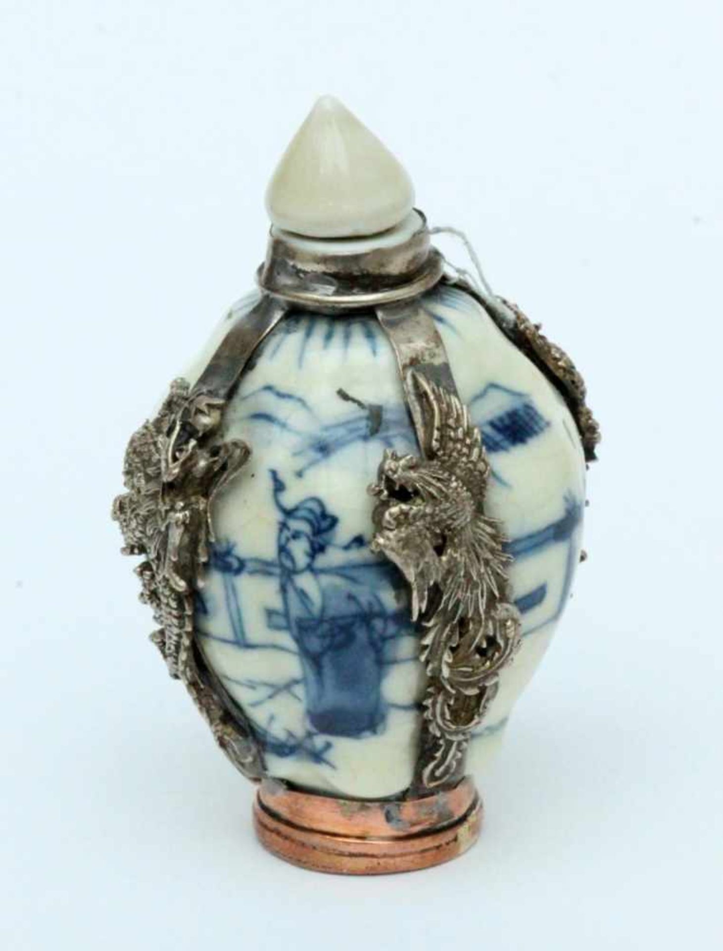 ''A SNUFF BOTTLE WITH STOPPER China, 19th century Porcelain with blue painting and