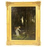 ''UNKNOWN ARTIST circa 1890 The interior of a forest with wild stream and spring nymph. 70