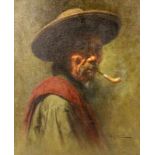 ''ALANO, BEN Taguig, Philippines 1920 - 1991 Old man with pipe. Oil on canvas, signed and