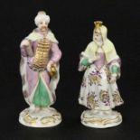 ''TWO CHESS PIECES Meissen, 20th century Sultan and Queen. 2 figures from the chess game