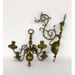 ''A WALL LIGHT FOR CANDLES 19th century. Brass. 4-light. 39 cm highKeywords: decorative