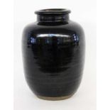 ''A LARGE MING STYLE CERAMIC VASE China, probably Song or Ming dynasty Black Henan ware.