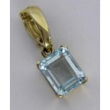 ''A PENDANT 585/000 yellow gold with aquamarine, approx. 9 x 7 x 5 mm. Gross weight approx.