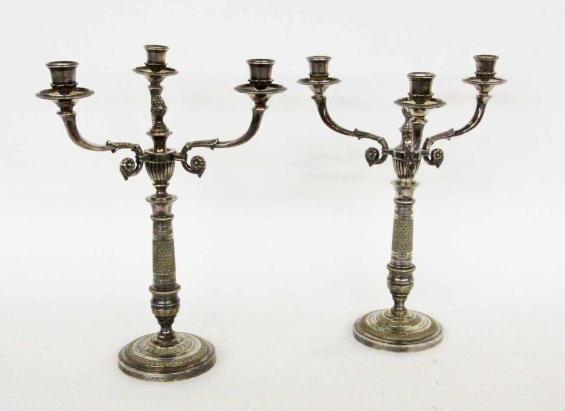 ''A PAIR OF GIRANDOLES Chrysalia Orfevres, Paris 20th century Pair of 3-light candlestick