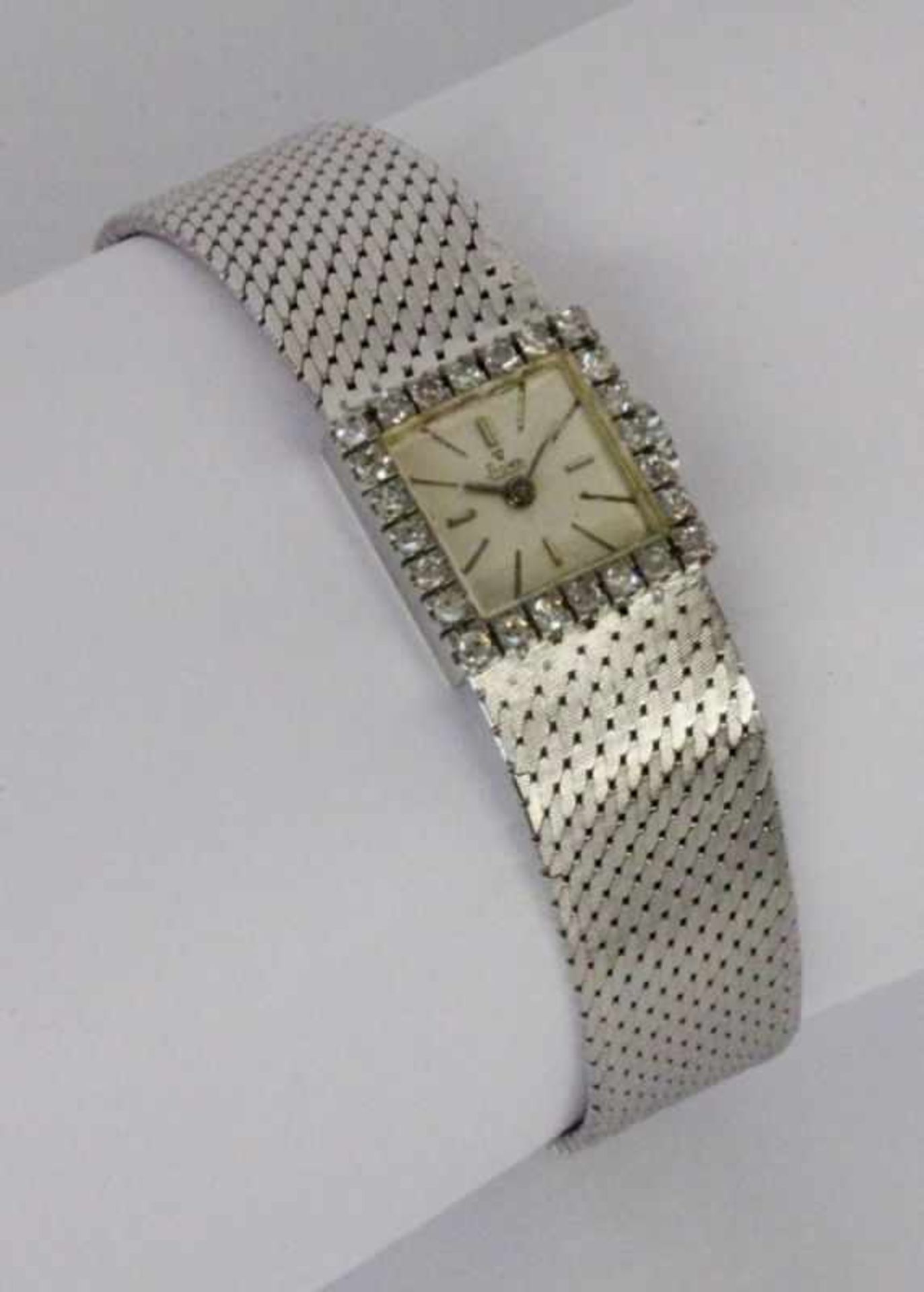 ''A LADIES WRISTWATCH, ''STOWA'' 585/000 white gold. Set with 24 brilliant cut diamonds,