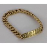 ''A CURB LINK BRACELET WITH DIAMONDS 750/000 yellow gold with diamond-set nameplate and the
