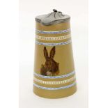 ''A WATER JUG England circa 1900 Stoneware with coloured decoration and a rabbit on the