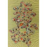 ''100 PLAYING CHILDREN China. Large embroidered silk picture with the hundred playing