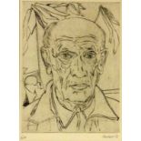 ''HECKEL, ERICH Dobeln 1883 - 1970 Hemmenhofen Self-portrait. Etching 1958. Hand signed,