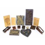 A LOT OF 15 BLOCKS Wax, wood and fabric stamps. Keywords: miscellaneous pieces, forms,