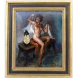 HINSBERGER, ALEXIS 1907 - Cartagena - 1996 Female Nude in Front of a Lamp. Oil on canvas,