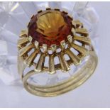 A LADIES RING 585/000 yellow gold with Madeira citrine. Ring size 56, gross weight approx.