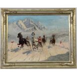 HIENL-MERRE, FRANZ Mainz 1869 - 1943 Munchen Sledge Race in St. Moritz. Oil on canvas,