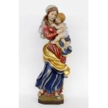 MADONNA AND CHILD Alpine, 20th century Wooden sculpture, carved and painted in colour. 94