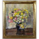 BISCHOFF, OTTO Stuttgart painter circa 1925/30 Flowers in the Vase. Gouache, signed and