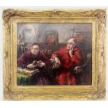DIETRICH, FRITZ circa 1930 Monk and Cardinal in Enclosed Orders. Oil on cardboard, signed.