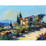 LANDSCAPE PAINTER France, 20th century Farm near Grasse. Oil on canvas, indistinctly