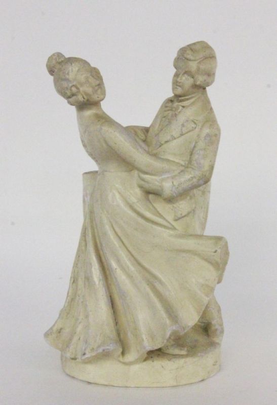 A DANCING BIEDERMEIER COUPLE circa 1900 Group of figures made of glazed plaster.