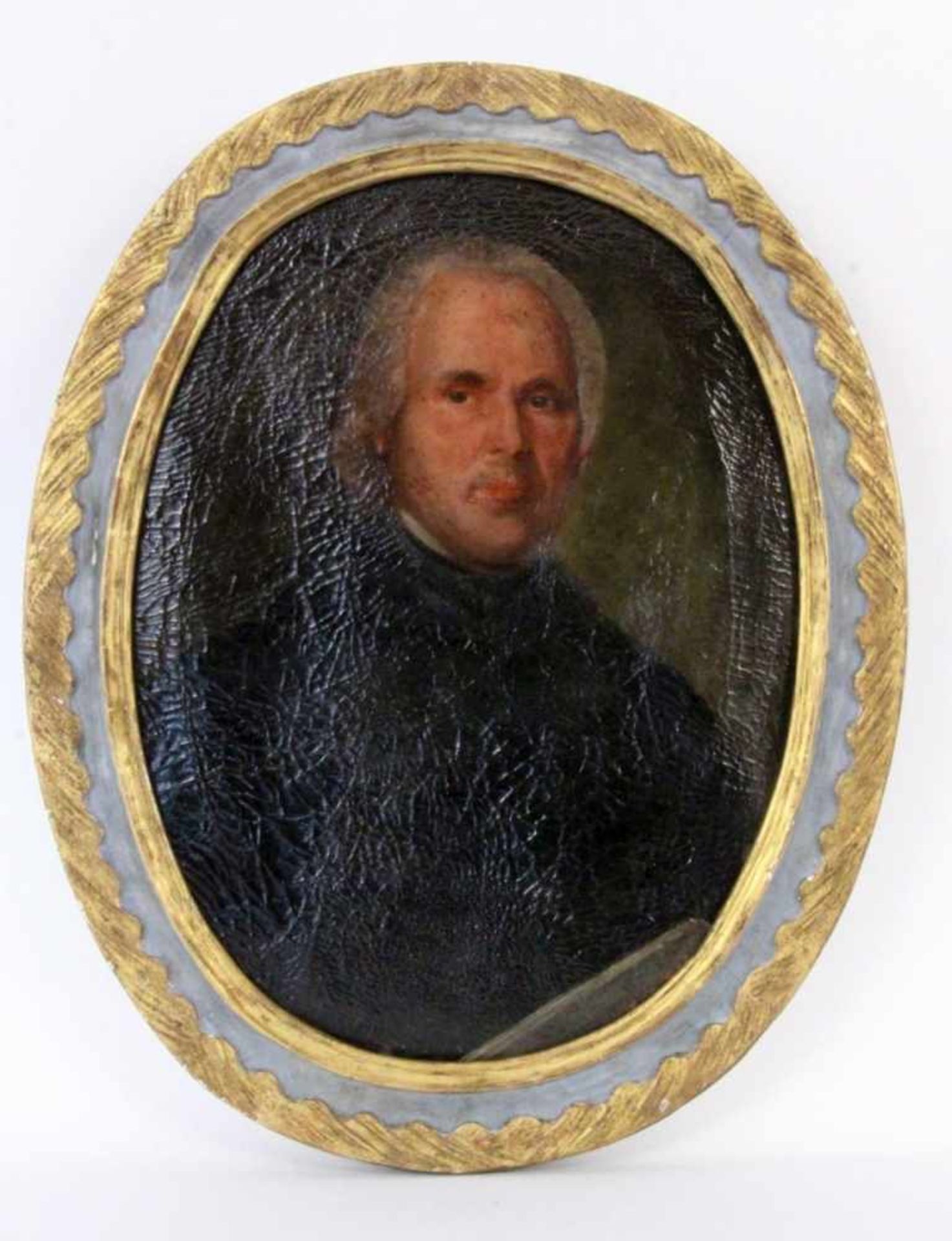 FRENCH PAINTER circa 1774 Oval Portrait of a Gentleman with Powdered Wig. Oil on canvas,