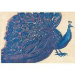 BAUSCHERT, HEINER 1928 - Tubingen - 1986 Peacock. Coloured woodcut, 1975. Hand signed and