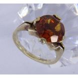 A LADIES RING 585/000 yellow gold with Madeira citrine. Ring size 53, gross weight approx.