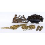 A LOT OF 9 APPLIQUES Bronze and brass. Keywords: miscellaneous pieces