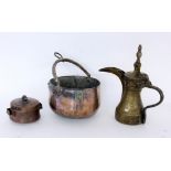 THREE ORIENTAL COPPER VESSELS. Keywords: container, miscellaneous pieces, Orient