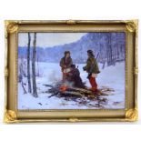 DACZYNSKI, STANISLAUS Wisnicze, Poland 1856 - after 1930 Three Hunters in a Snowy Forest