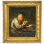 UNKNOWN MASTERProbably France, 18th century Scholar in front of a stack of bookssharpening his