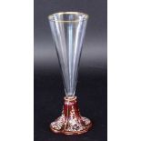 A CHAMPAGNE GOBLET Lobmeyr, Wien circa 1900 Colourless bowl on ruby-red, enamel-painted