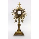 A MONSTRANCE France circa 1800 Bronze. Large aureola with round reliquary, diameter 6.5