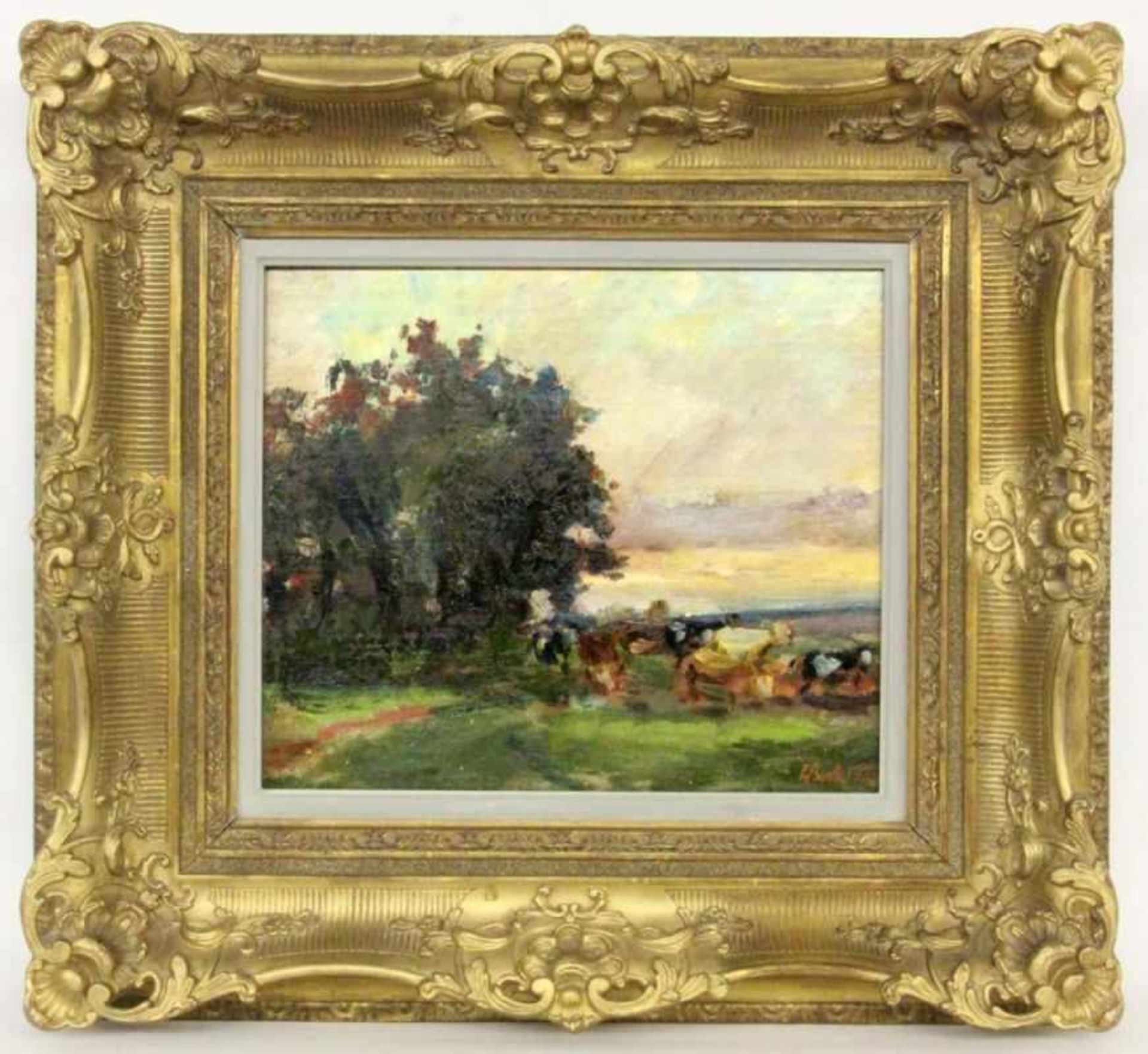 BOCK, LUDWIGMunchen 1886 - 1971 Haimhausen Evening mood at Chiemsee. Oil on panel,signed and