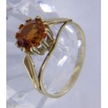 A LADIES RING 585/000 yellow gold with Madeira citrine. Ring size 58, gross weight approx.